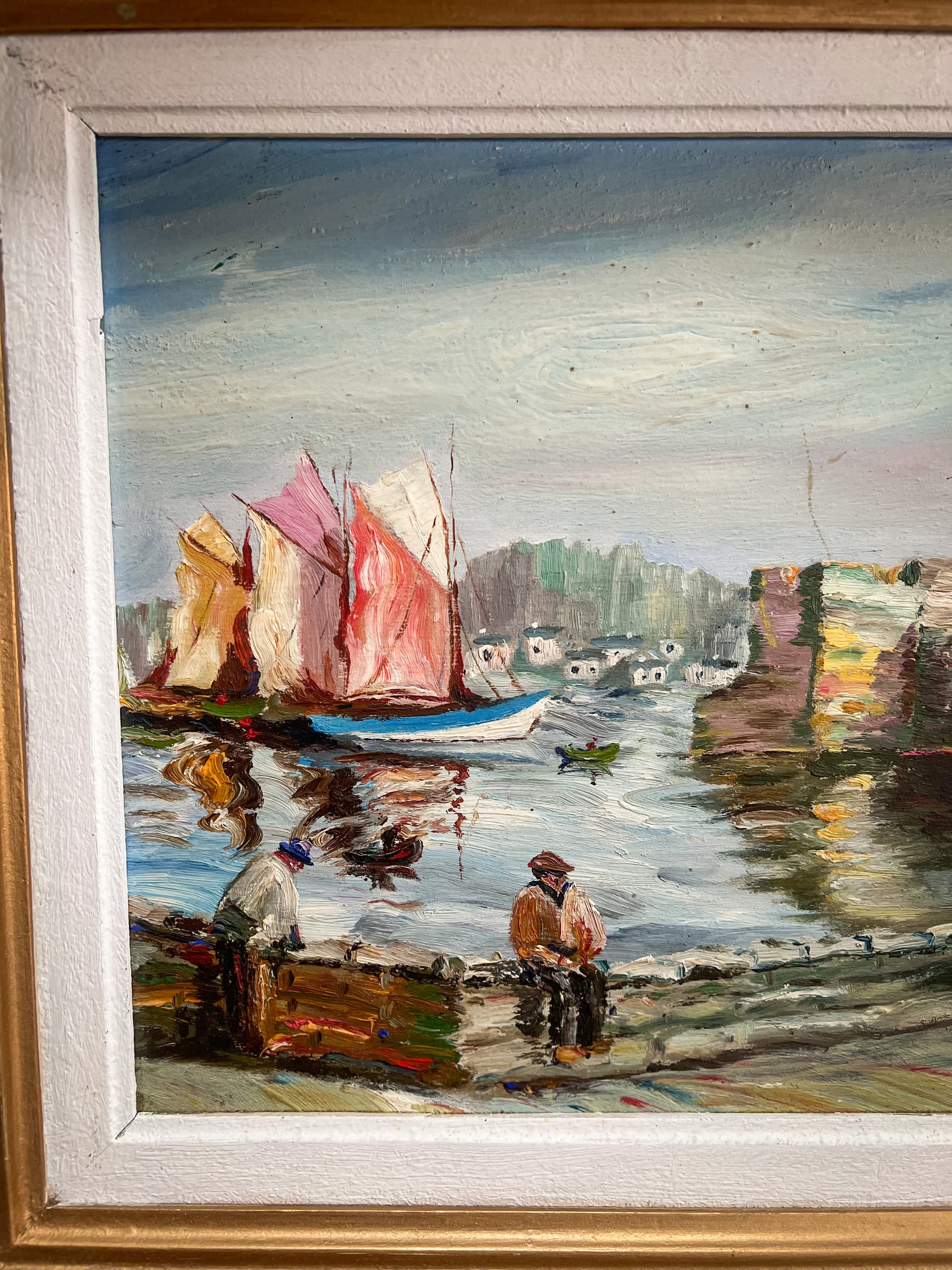 Oil Painting of Concarneau Brittany, Signed “M”
