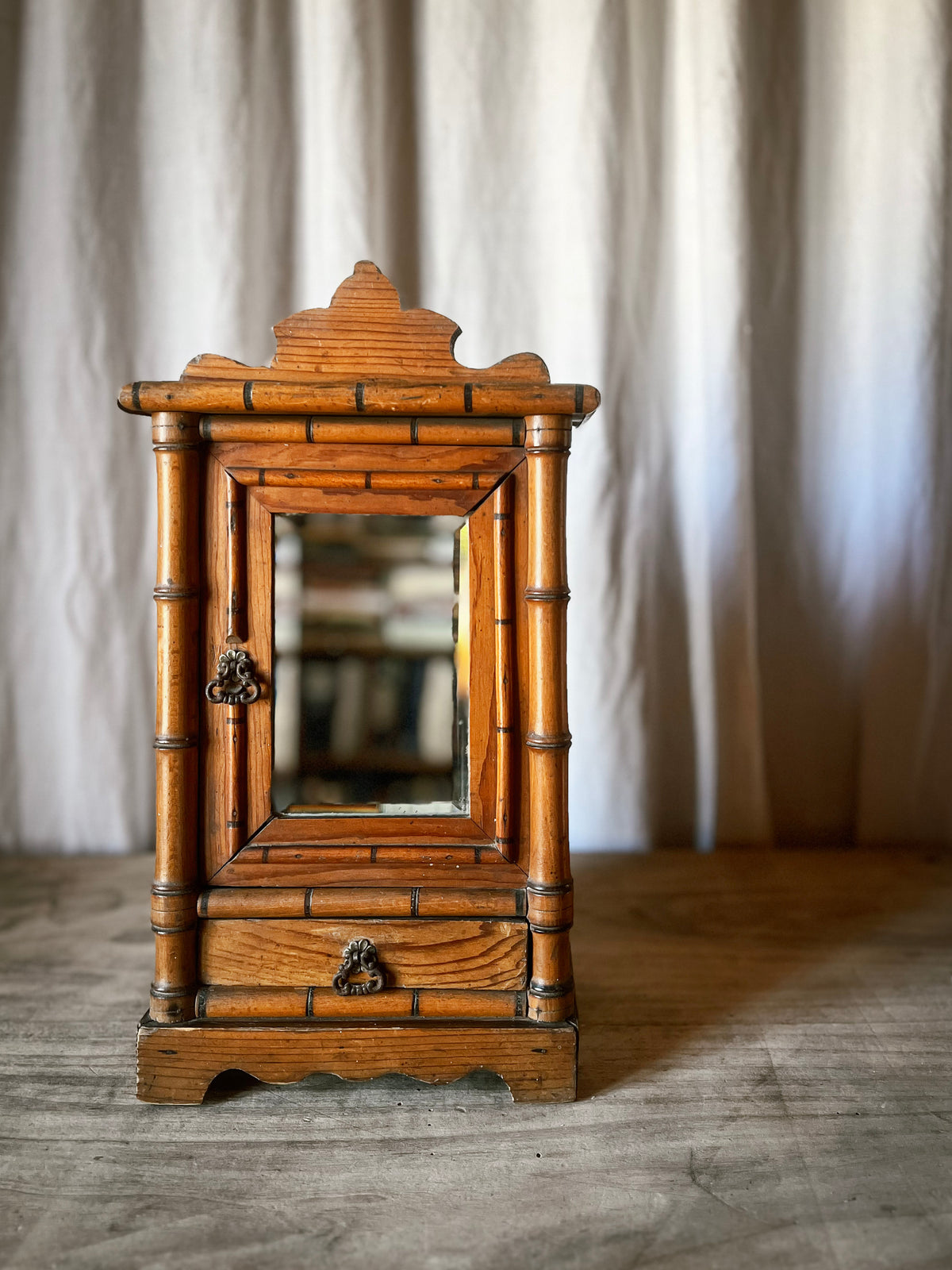 Faux-Bamboo Miniature Cabinet
