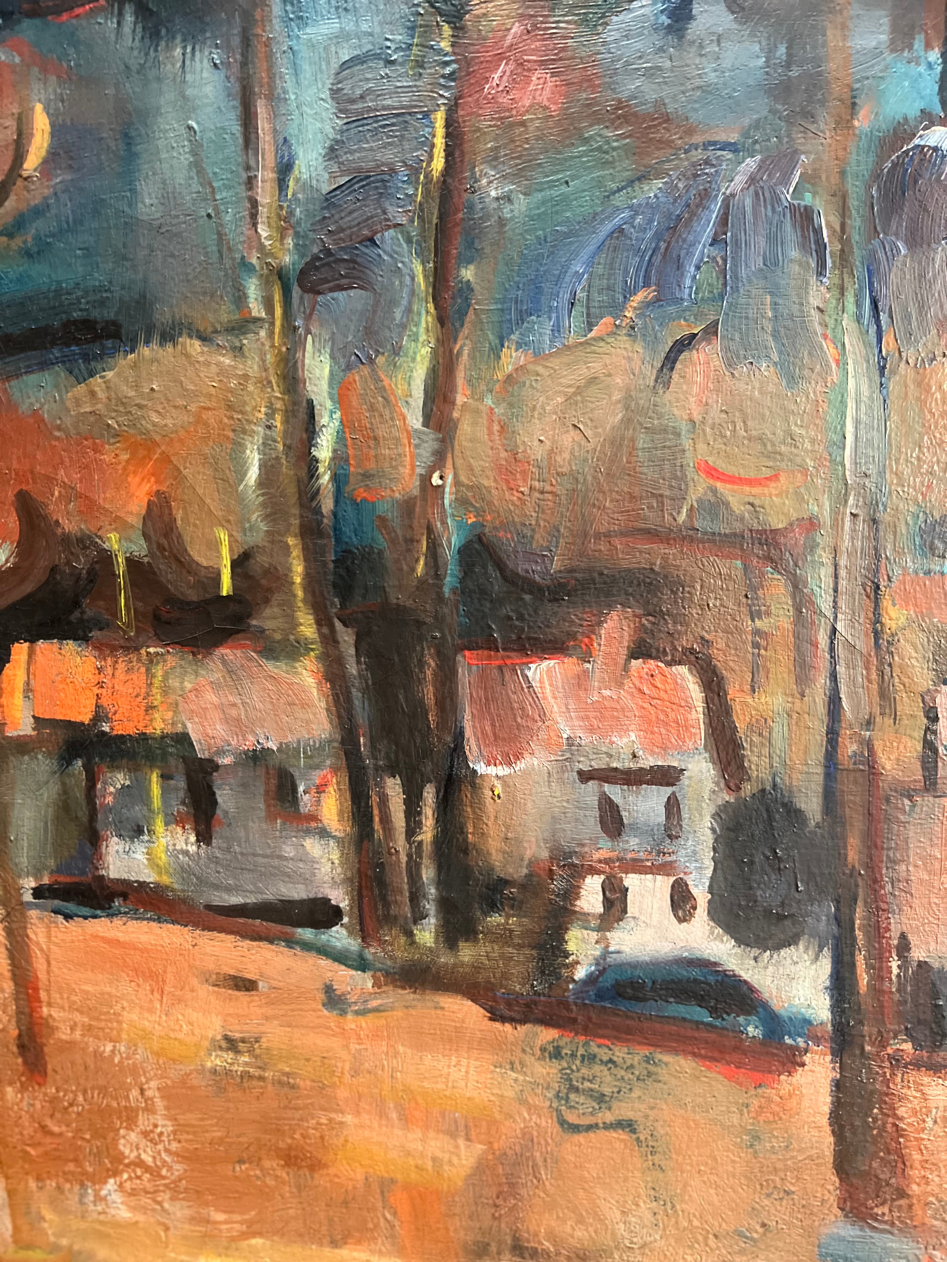 Original Signed French Oil Painting – “Berthier” – Mid-Century Landscape