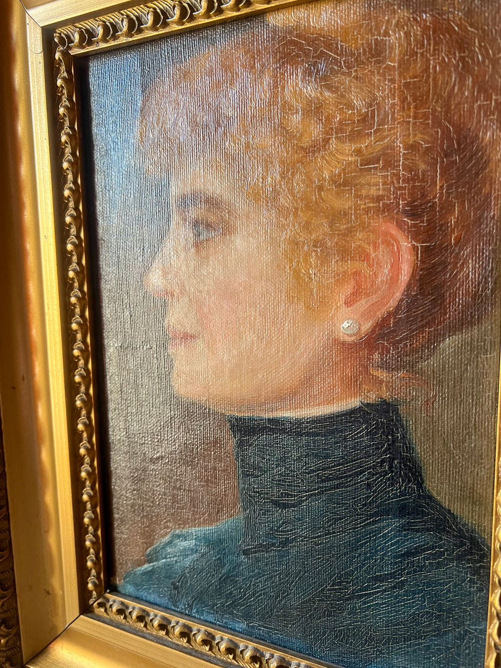 French Cabinet Portrait of a Woman — Oil on Canvas