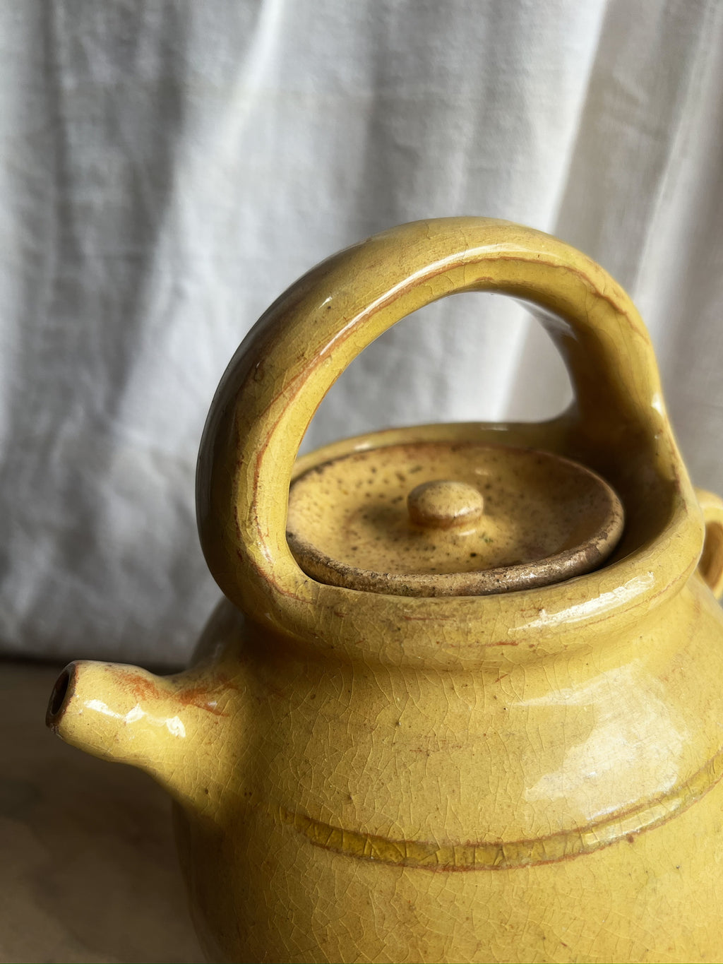 French Gargoulette Yellow Ceramic Water Jug