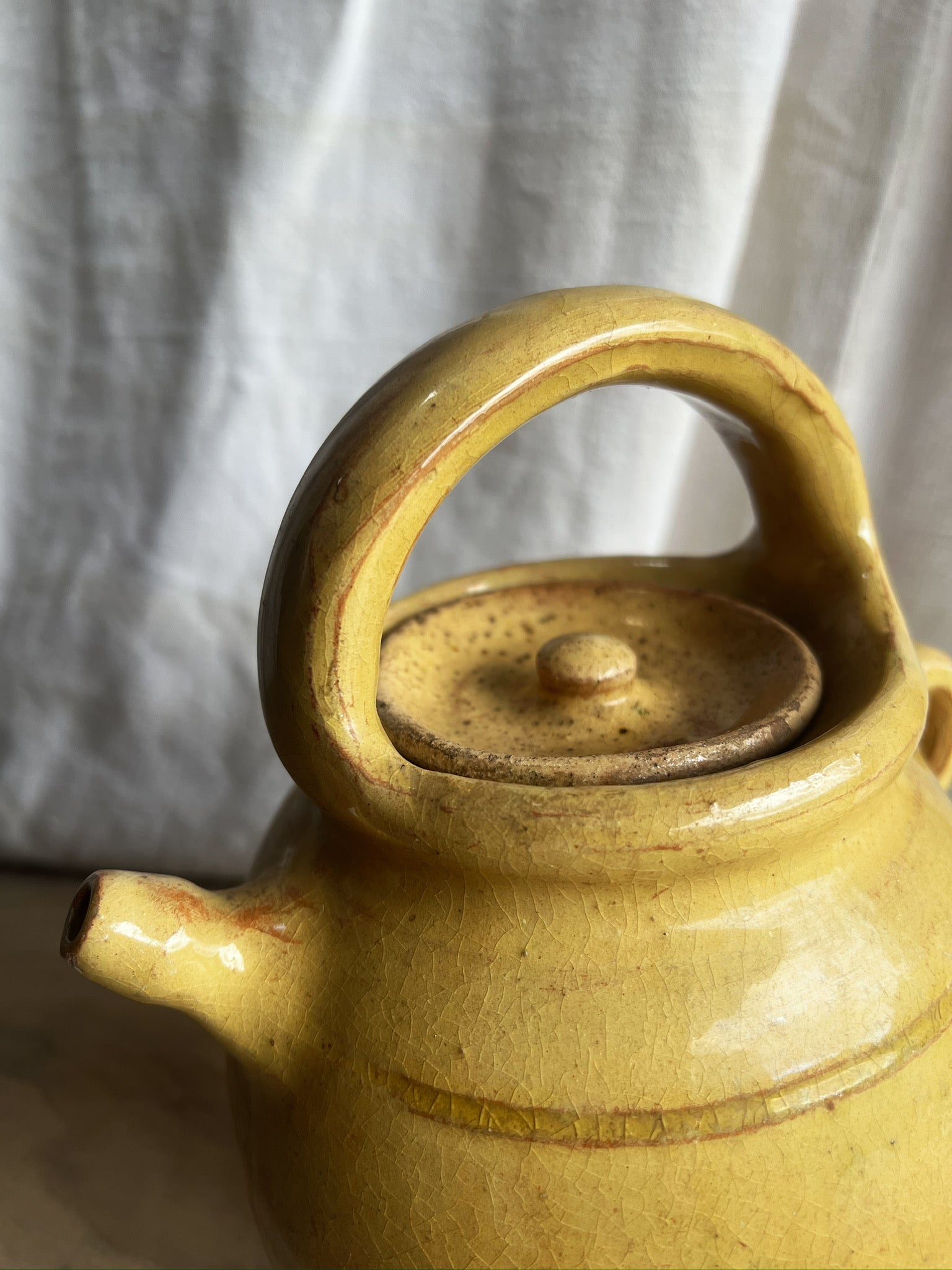French Gargoulette Yellow Ceramic Water Jug