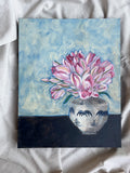 Pink Tulips in Vase - Acrylic on Canvas