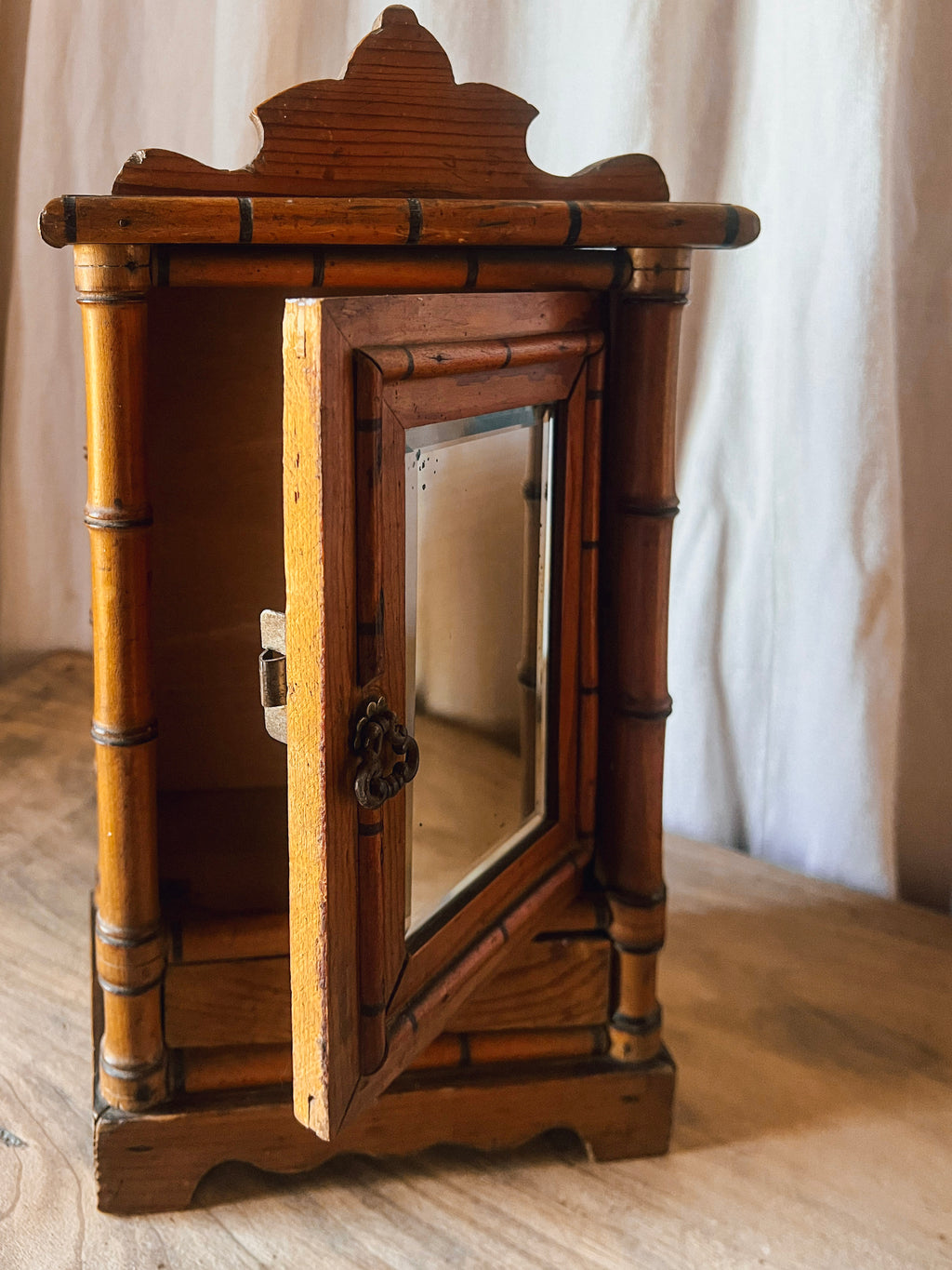 Faux-Bamboo Miniature Cabinet