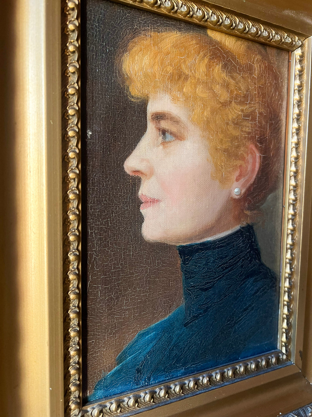 French Cabinet Portrait of a Woman — Oil on Canvas