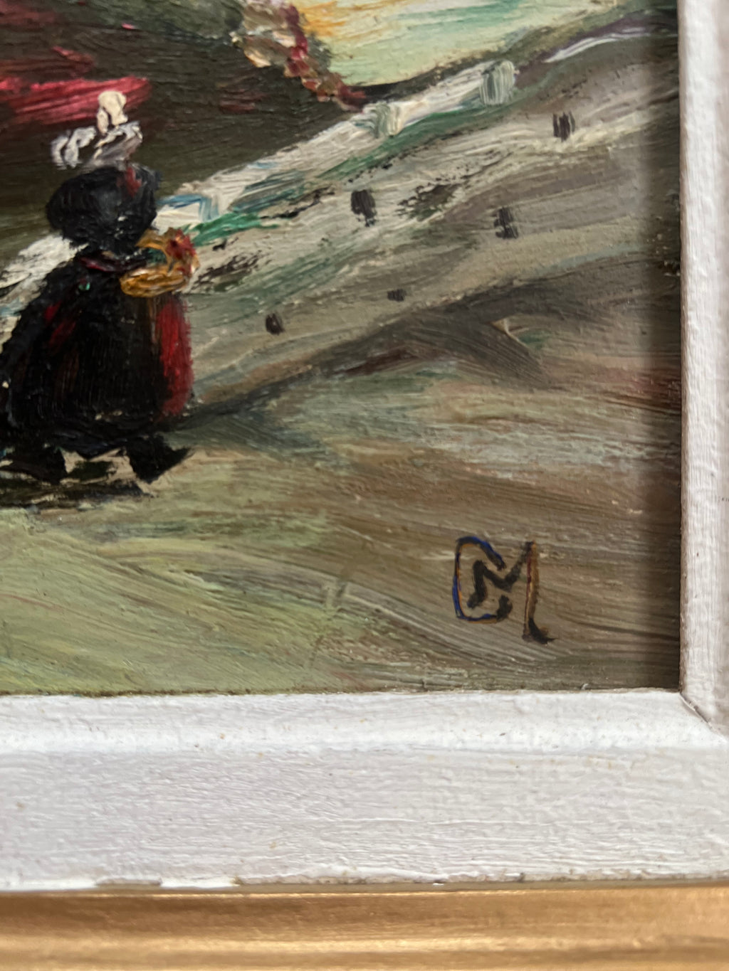 Oil Painting of Concarneau Brittany, Signed “M”