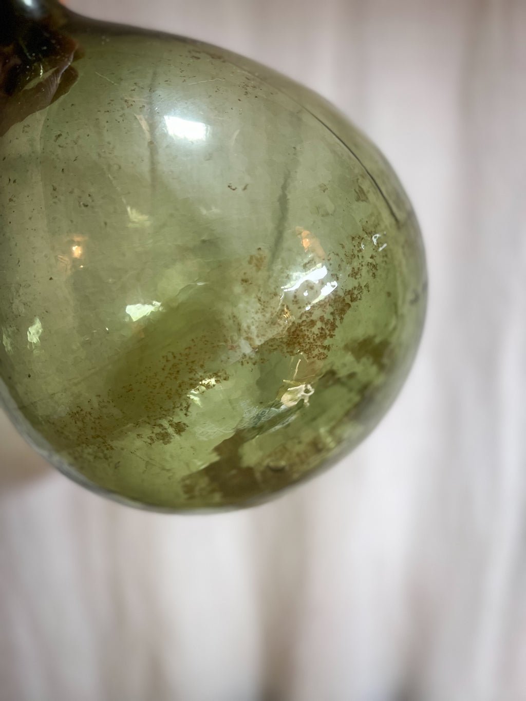 French  Large Green Glass Dame Jeanne