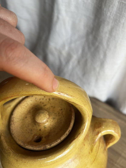 French Gargoulette Yellow Ceramic Water Jug
