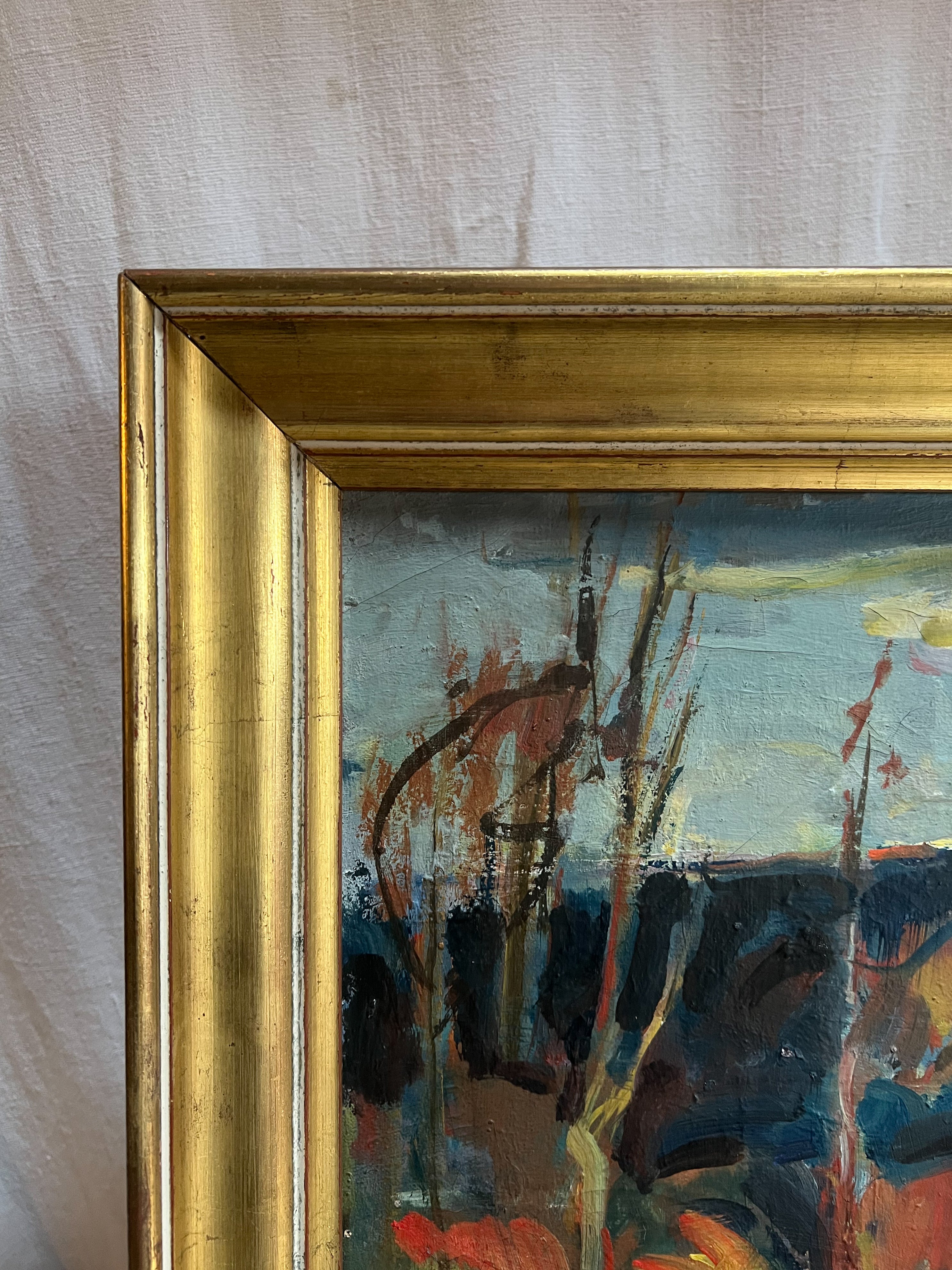 Original Signed French Oil Painting – “Berthier” – Mid-Century Landscape