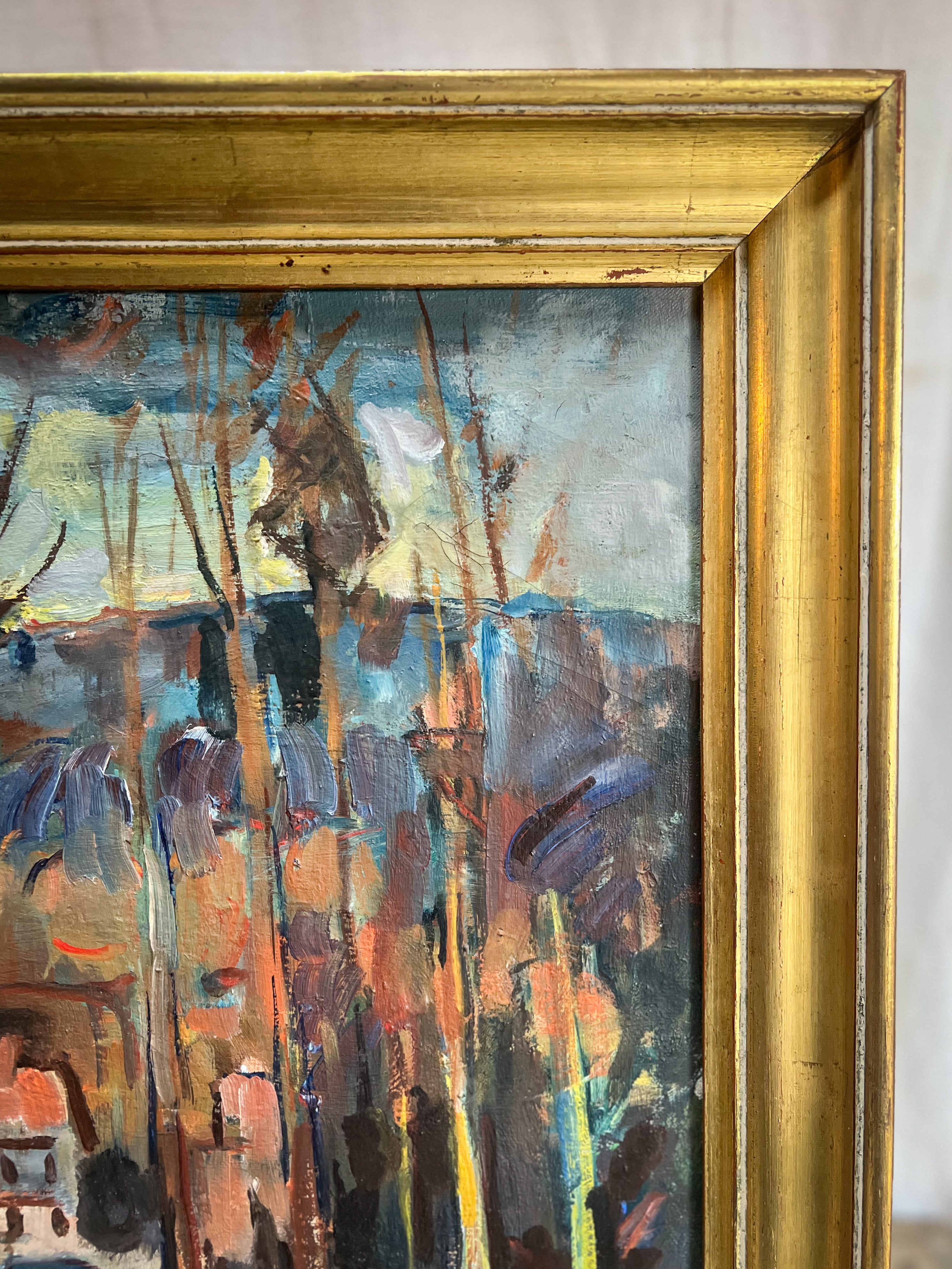 Original Signed French Oil Painting – “Berthier” – Mid-Century Landscape