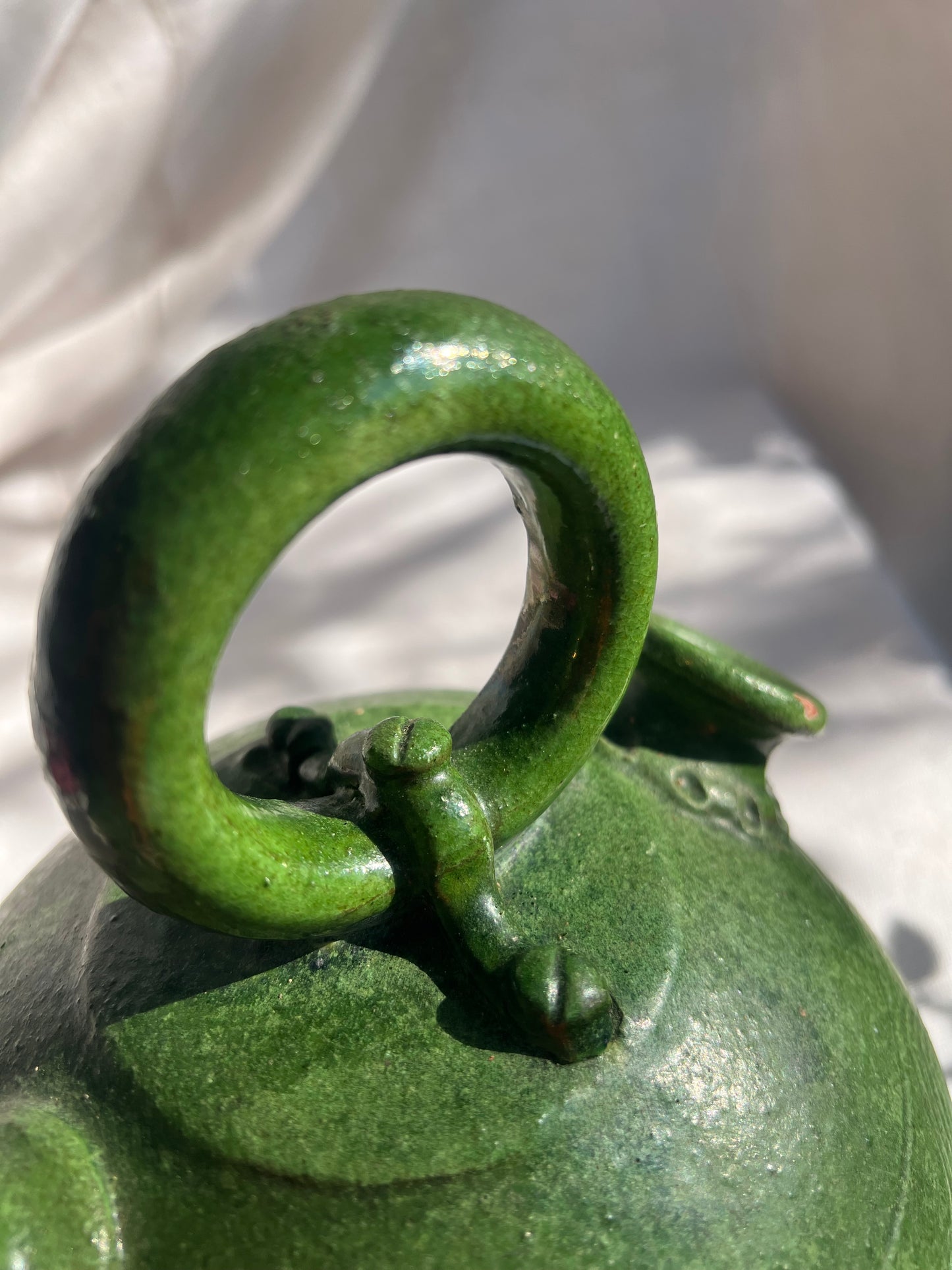 Rare 19th-Century Green-Glazed Water Jug