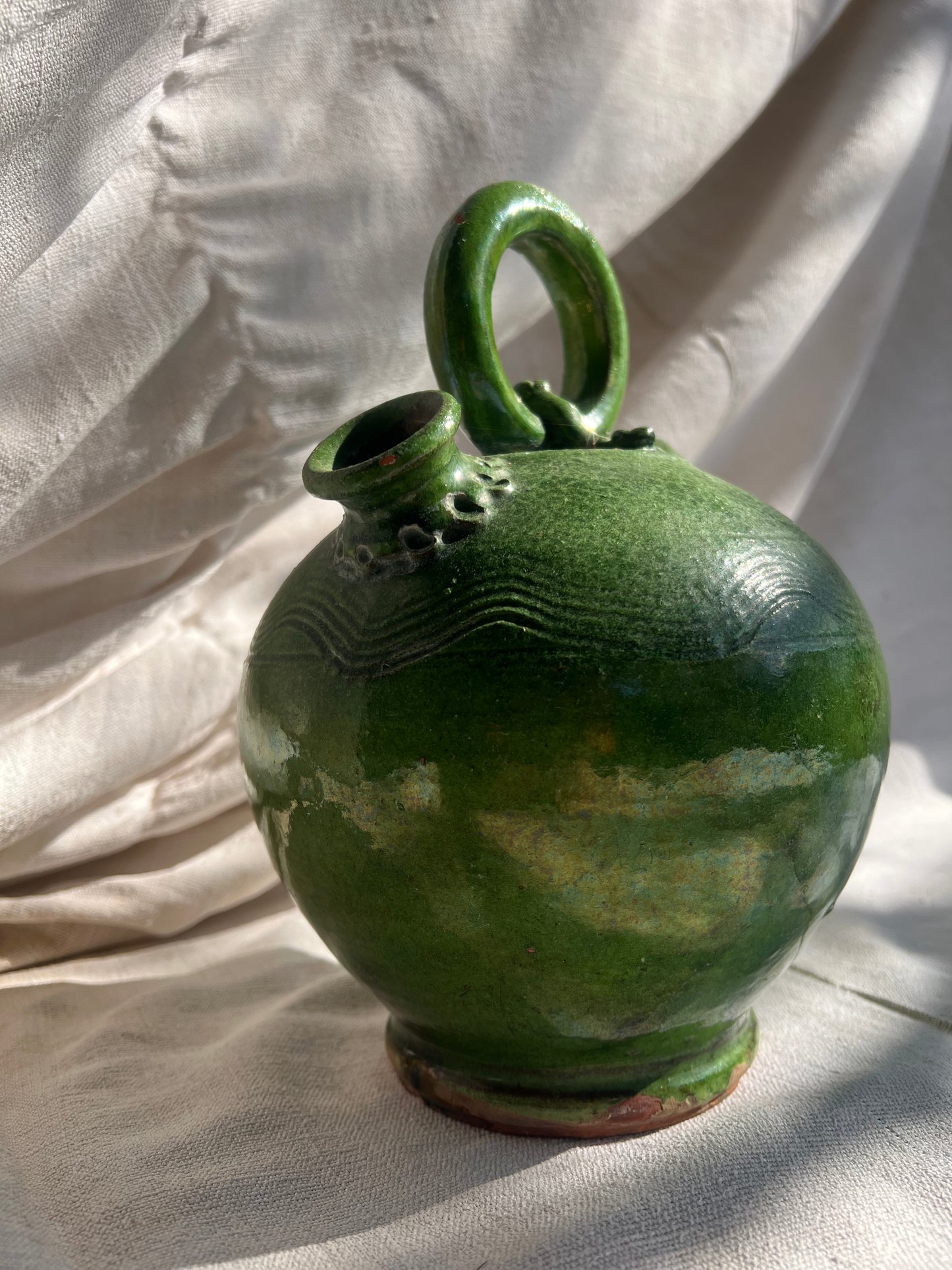 Rare 19th-Century Green-Glazed Water Jug