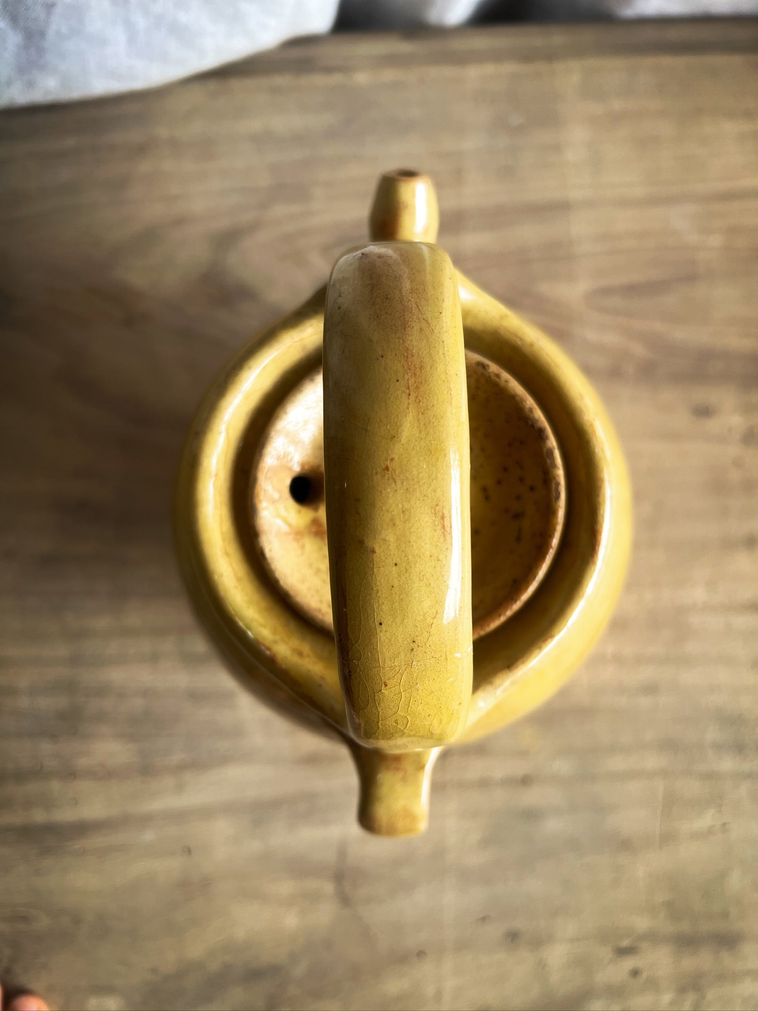 French Gargoulette Yellow Ceramic Water Jug