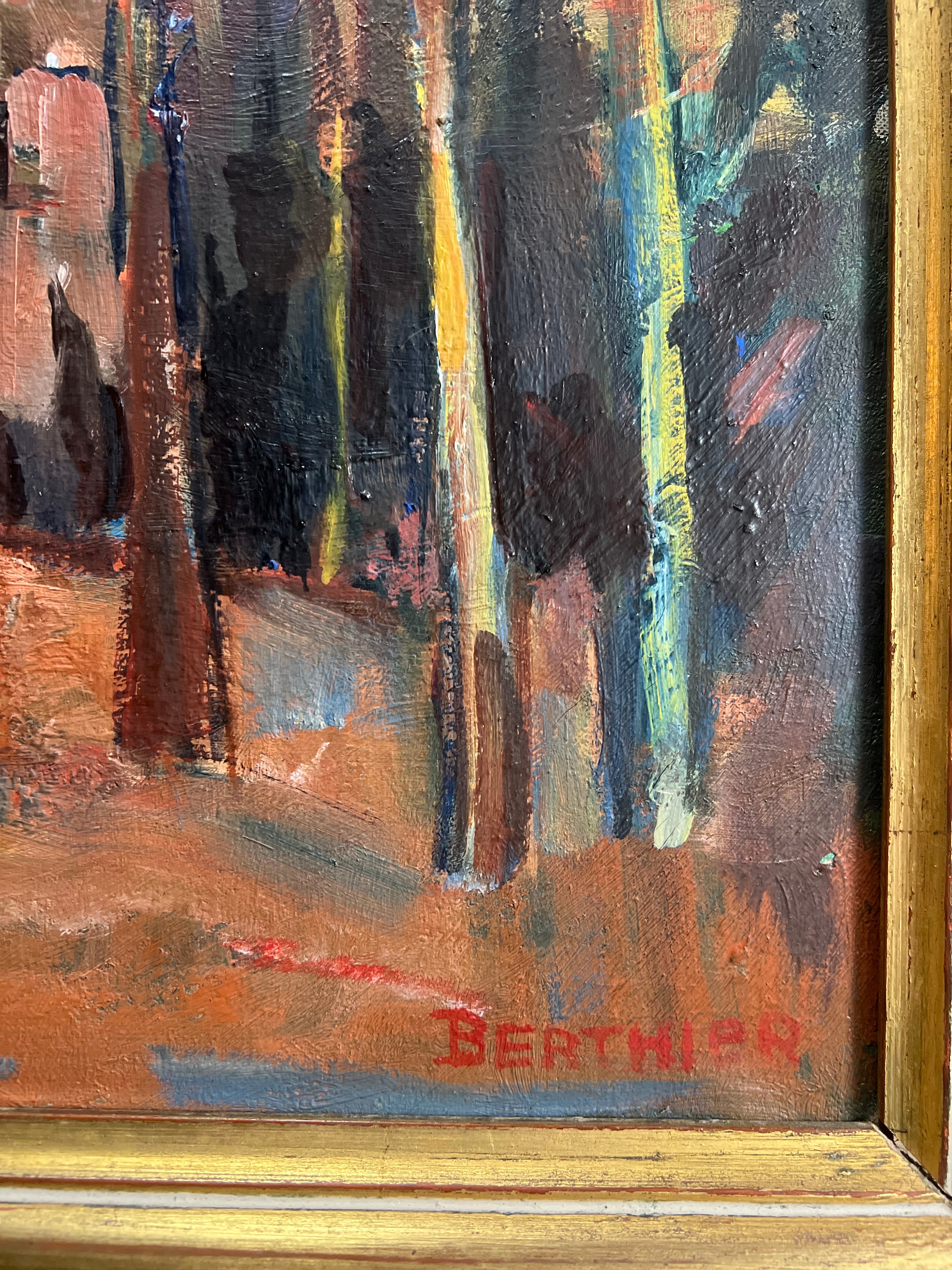 Original Signed French Oil Painting – “Berthier” – Mid-Century Landscape