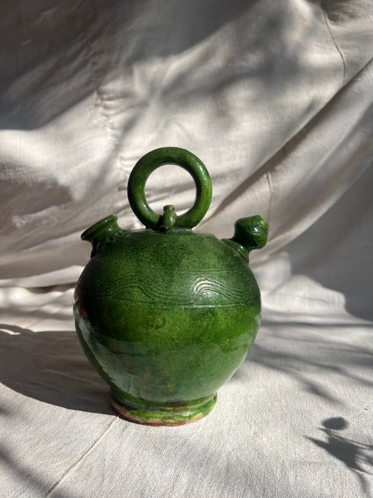Rare 19th-Century Green-Glazed Water Jug