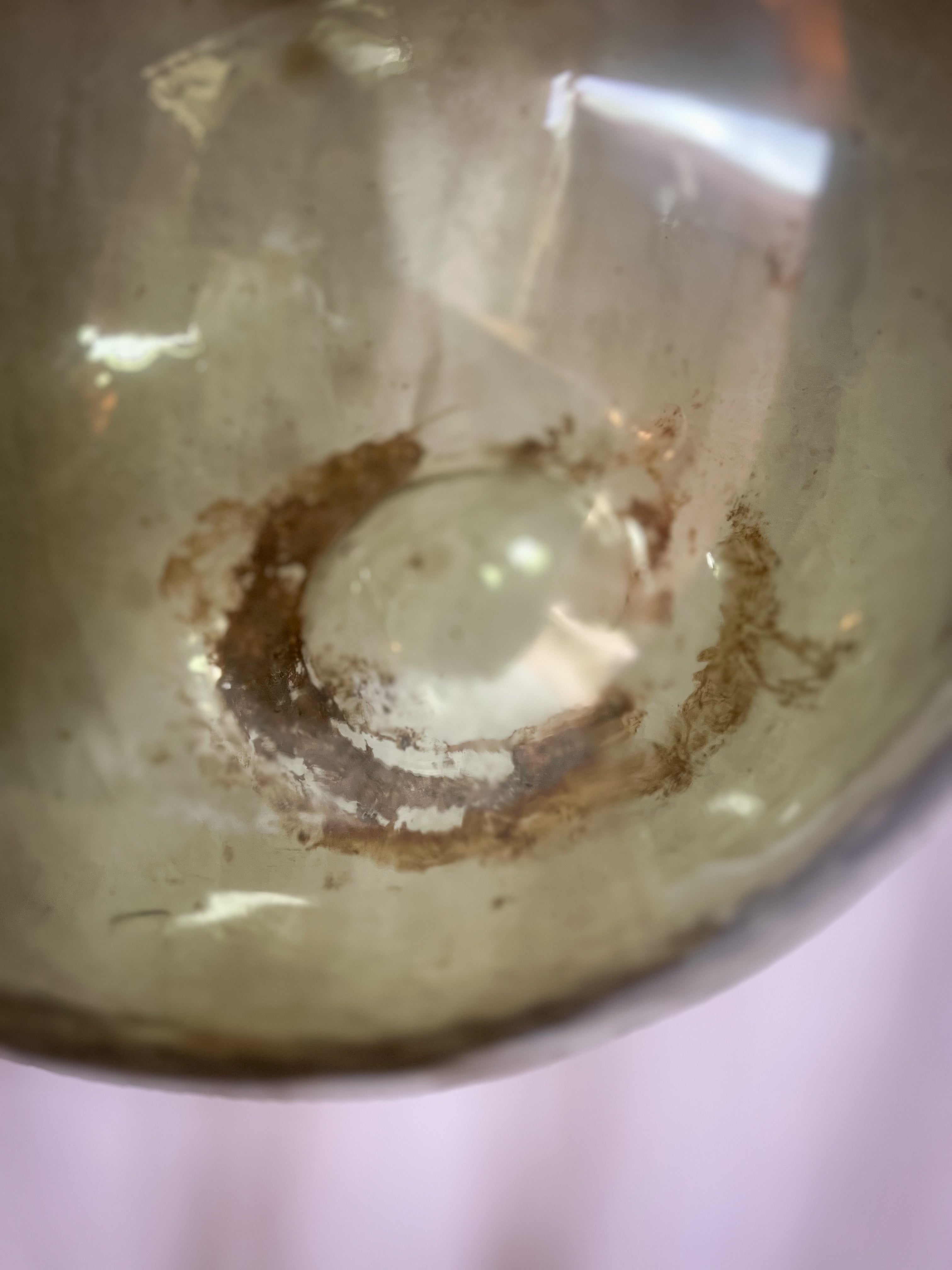 French  Large Green Glass Dame Jeanne