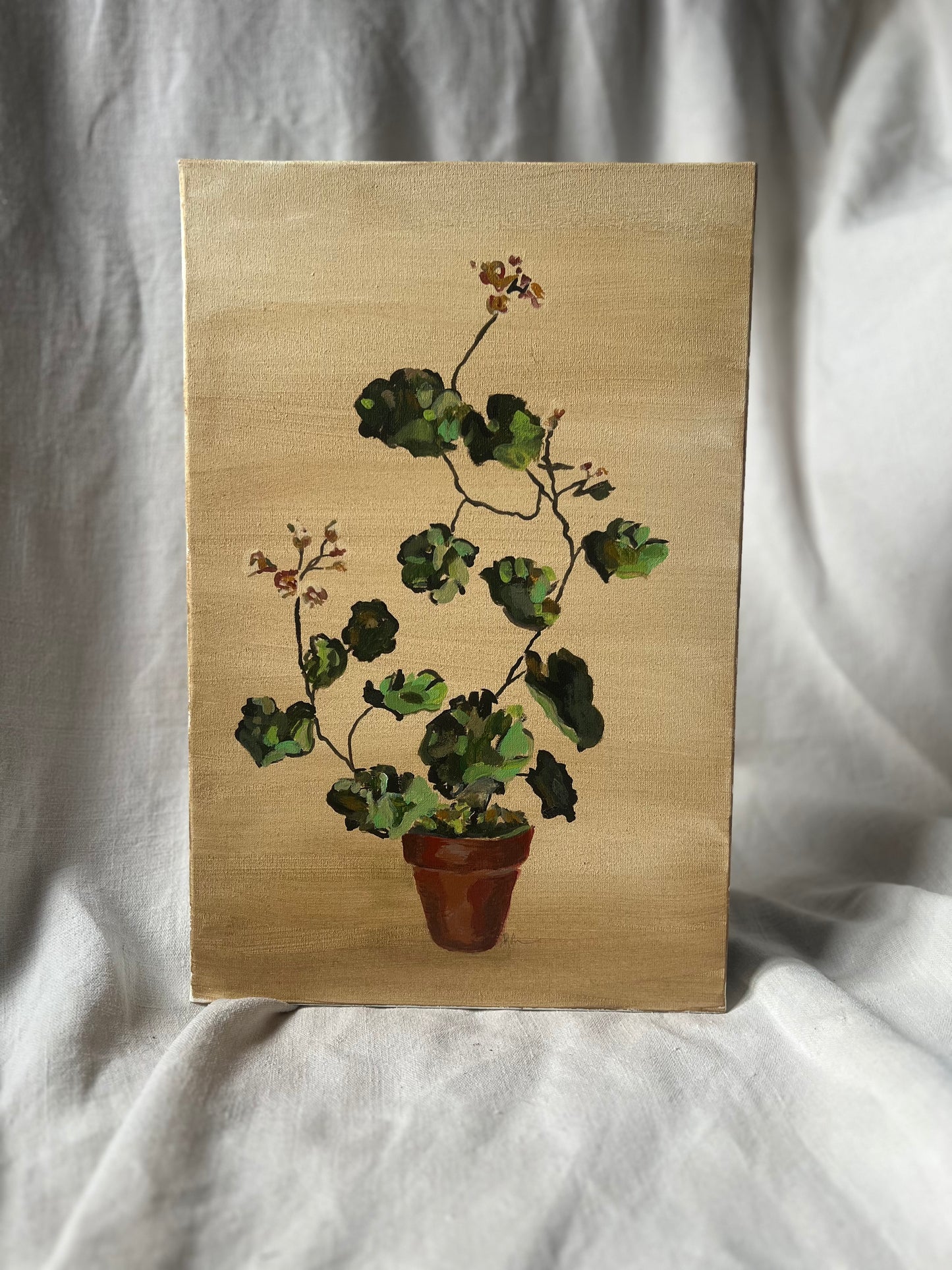 Peinture originale sur toile « Géranium en pot »