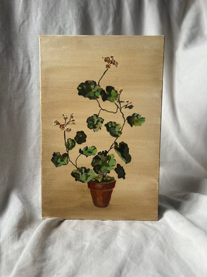 Peinture originale sur toile « Géranium en pot »
