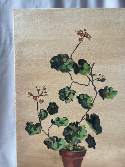 Peinture originale sur toile « Géranium en pot »