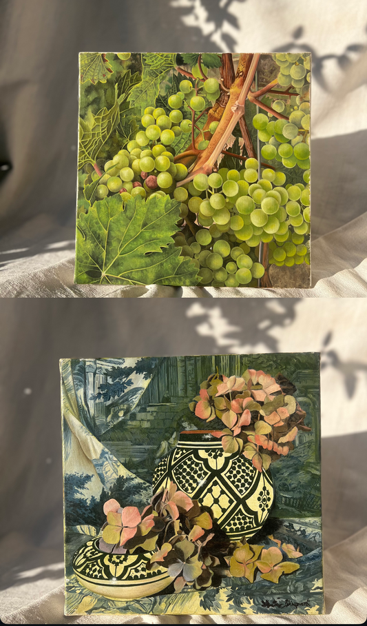 Pair of Vintage French Still Life Paintings — Signed Dumont