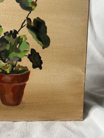 Peinture originale sur toile « Géranium en pot »