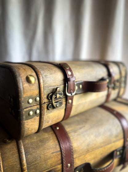 Handmade Wooden Luggage with Leather Straps