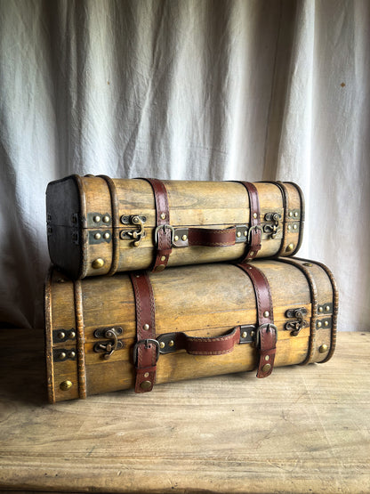 Handmade Wooden Luggage with Leather Straps
