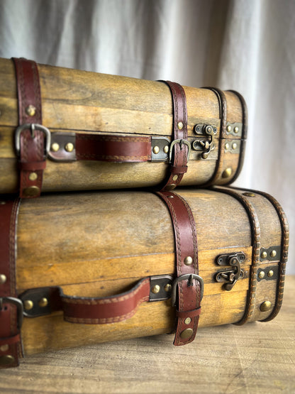 Handmade Wooden Luggage with Leather Straps