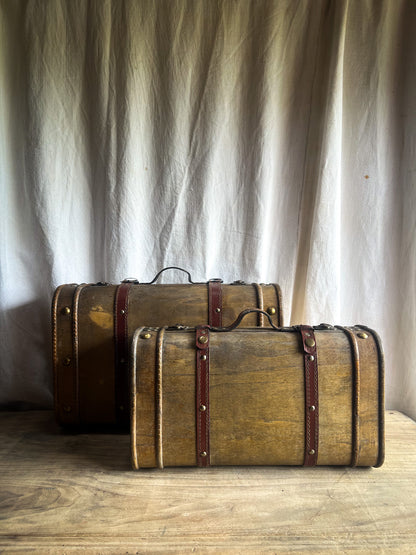 Handmade Wooden Luggage with Leather Straps