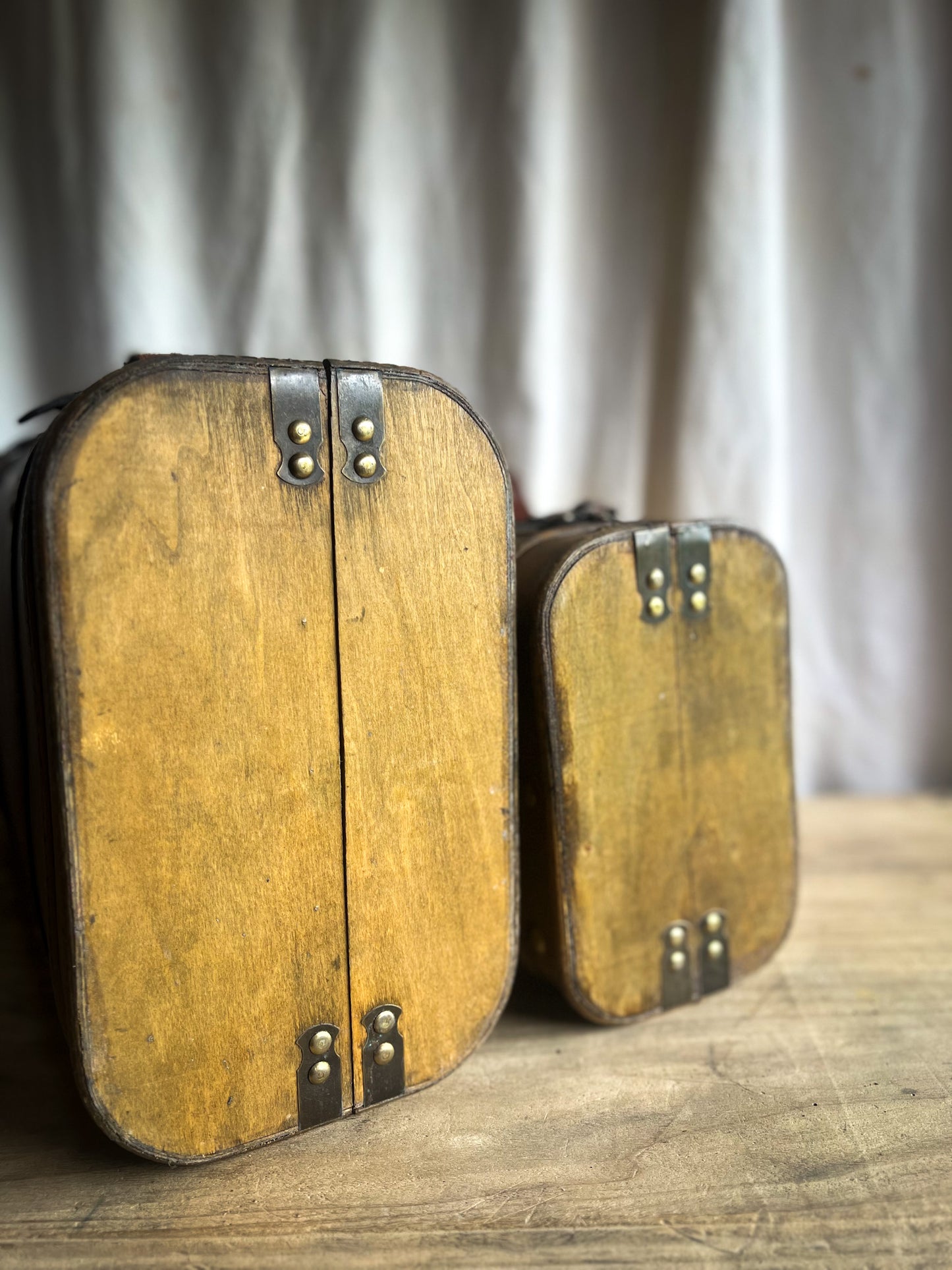 Handmade Wooden Luggage with Leather Straps