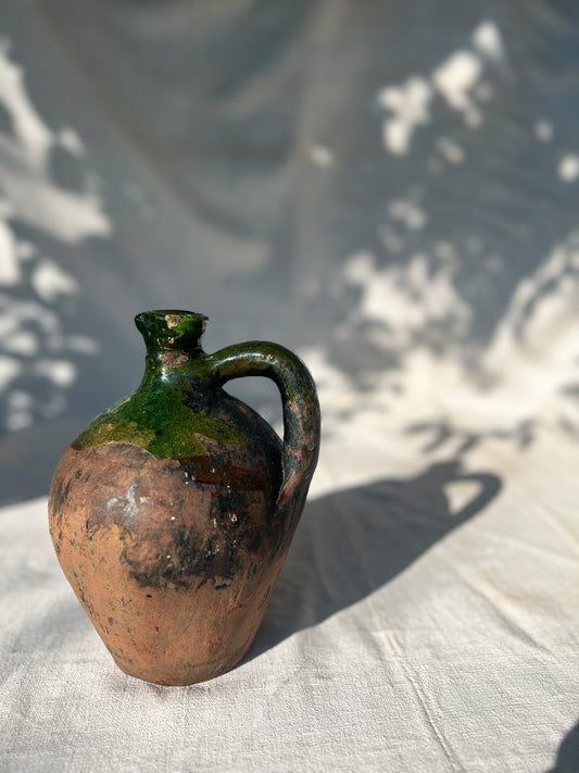 Green Glaze Pottery Pitcher - 18th Century
