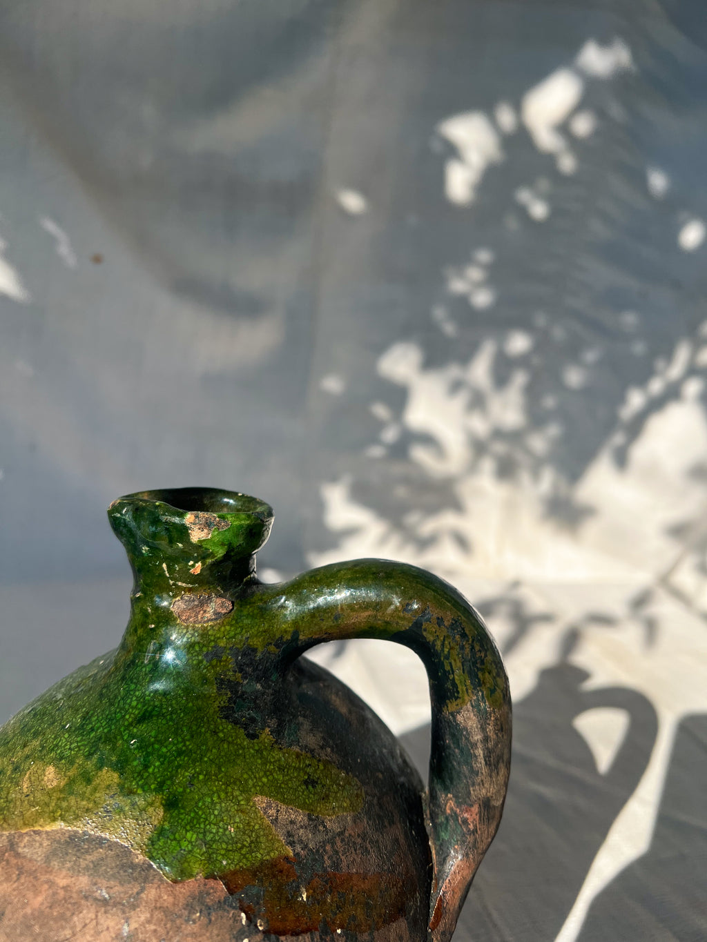 Green Glaze Pottery Pitcher - 18th Century
