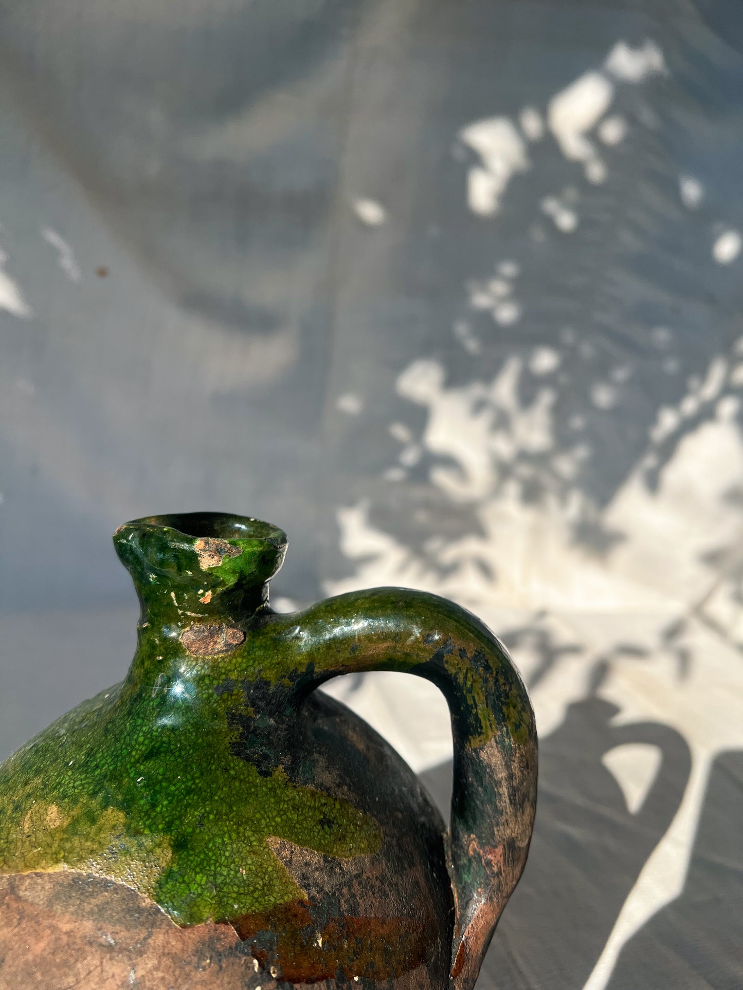 Green Glaze Pottery Pitcher - 18th Century