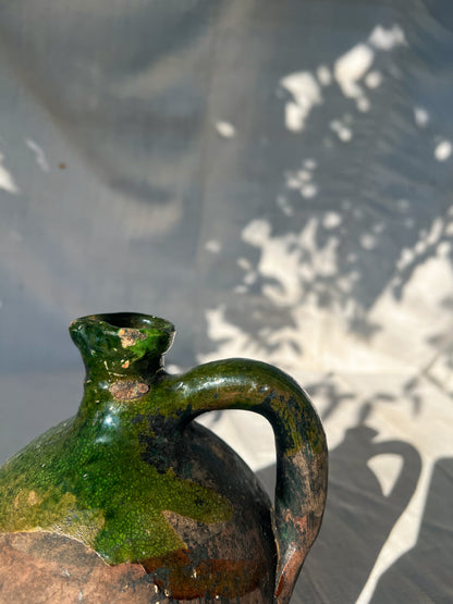 Green Glaze Pottery Pitcher - 18th Century