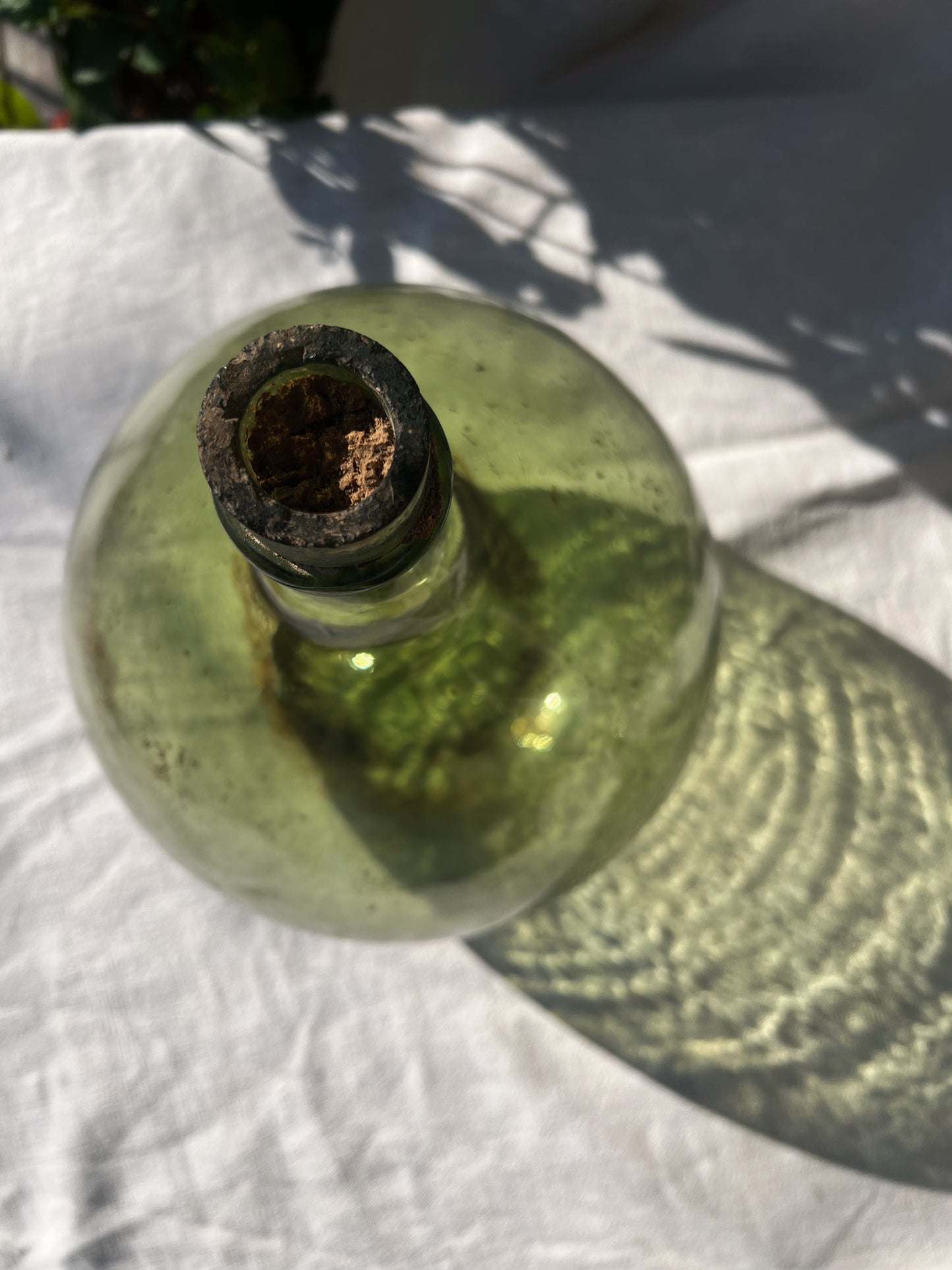 French  Large Green Glass Dame Jeanne