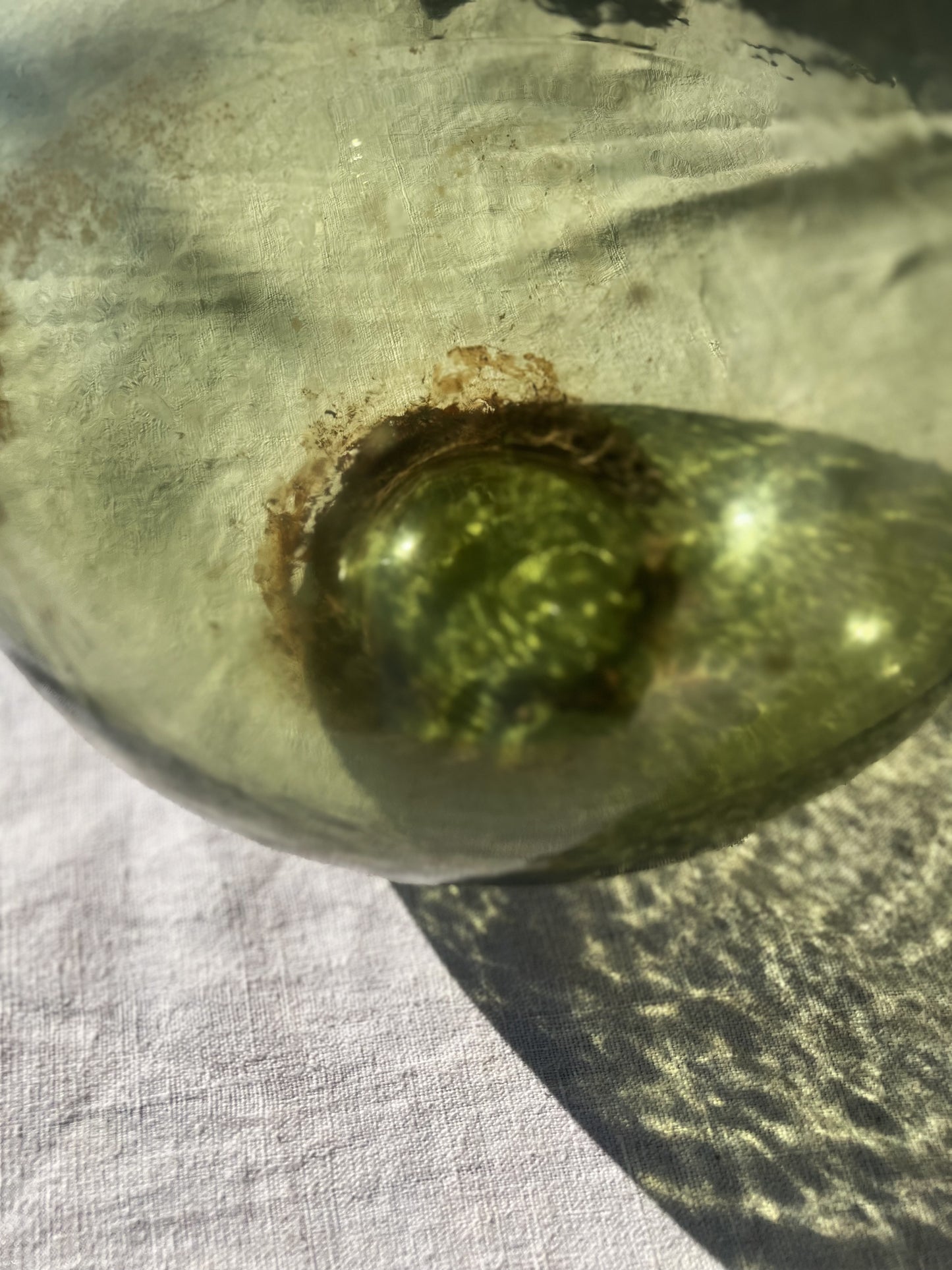 French  Large Green Glass Dame Jeanne