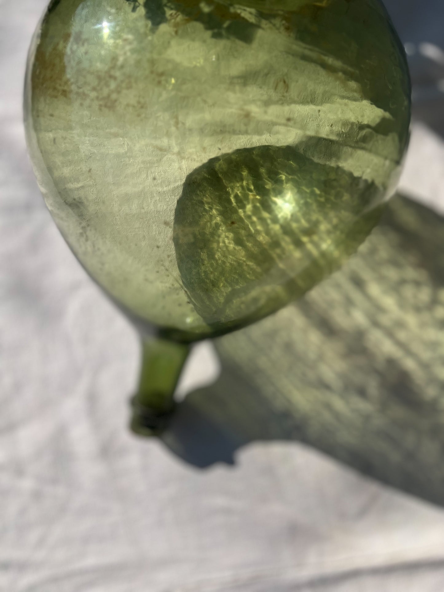 French  Large Green Glass Dame Jeanne