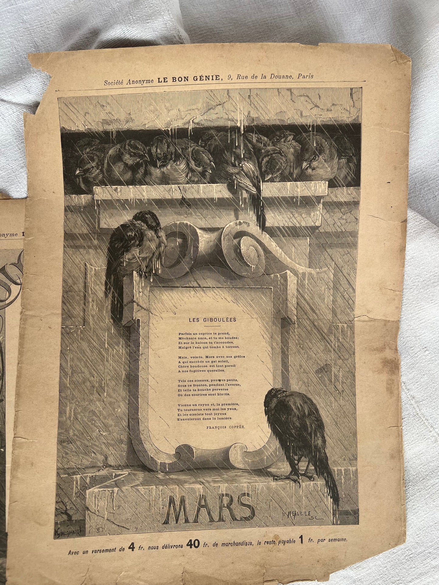 Complete Set of 12 Months – Antique French Illustrated Engravings, Le Bon Génie, Paris (c. 1880s–1890s)