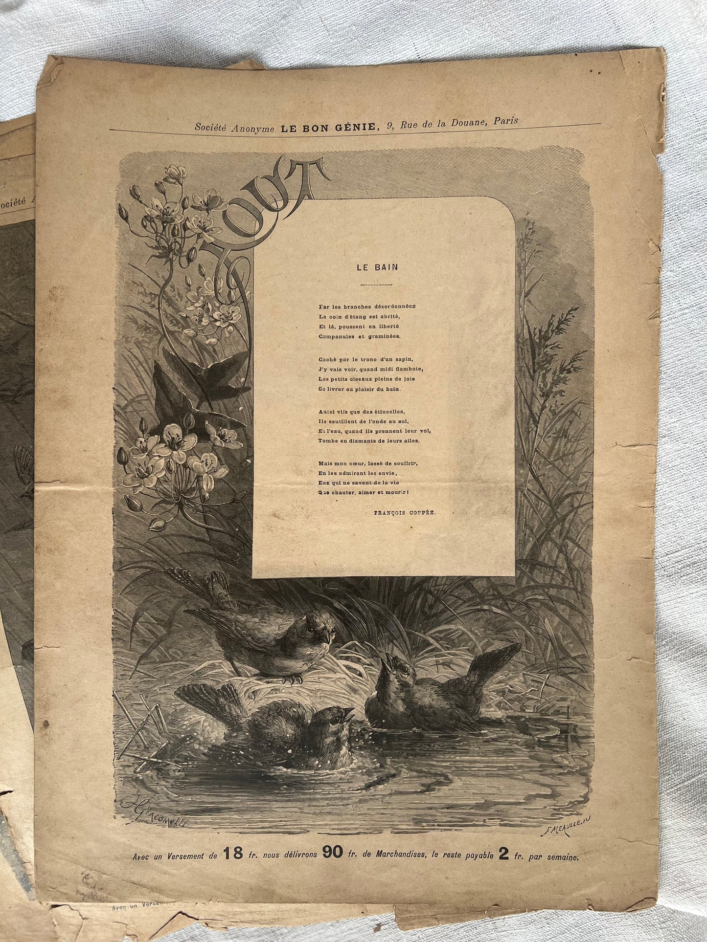 Complete Set of 12 Months – Antique French Illustrated Engravings, Le Bon Génie, Paris (c. 1880s–1890s)