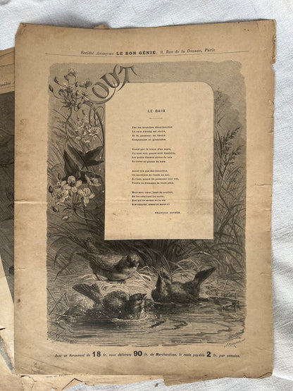 Complete Set of 12 Months – Antique French Illustrated Engravings, Le Bon Génie, Paris (c. 1880s–1890s)