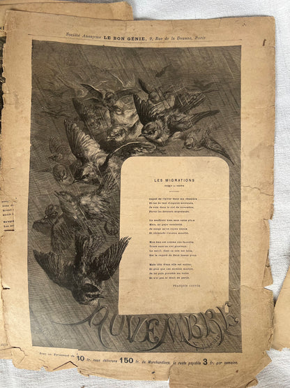 Complete Set of 12 Months – Antique French Illustrated Engravings, Le Bon Génie, Paris (c. 1880s–1890s)