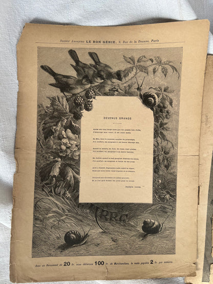 Complete Set of 12 Months – Antique French Illustrated Engravings, Le Bon Génie, Paris (c. 1880s–1890s)