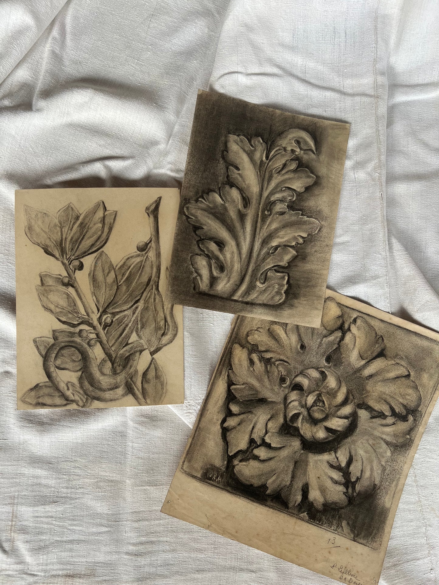 Set of 1930s French Charcoal Studies