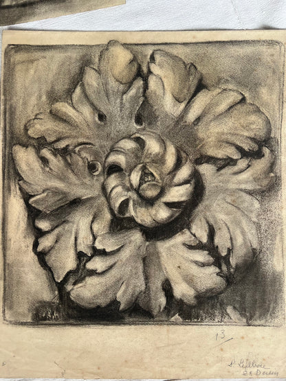 Set of 1930s French Charcoal Studies