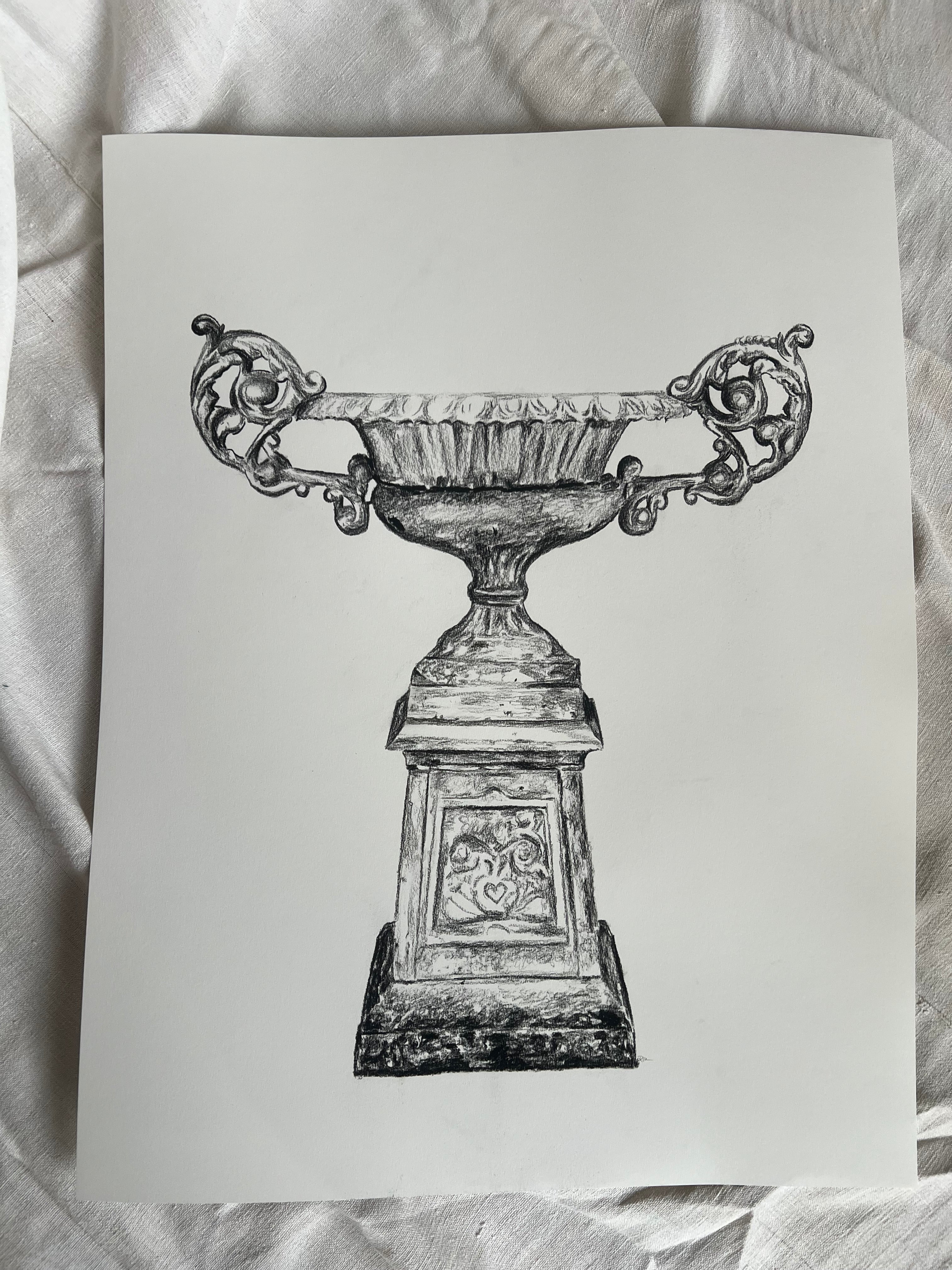 Filigree Handled French Jardiniere | Charcoal