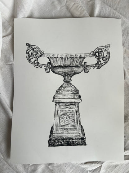 Filigree Handled French Jardiniere | Charcoal