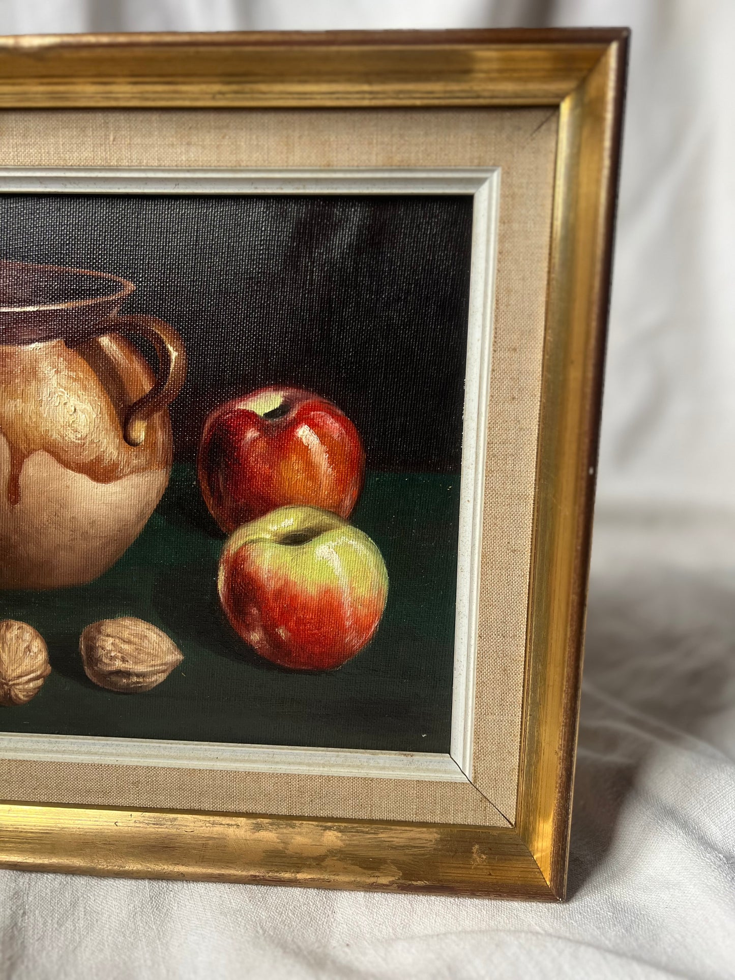 Still Life Oil Painting Apples Confit Pot