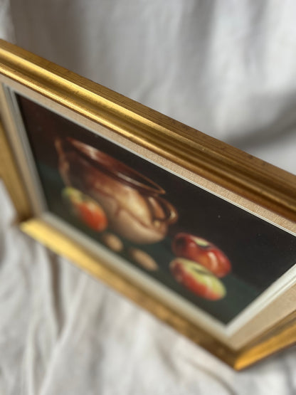 Still Life Oil Painting Apples Confit Pot