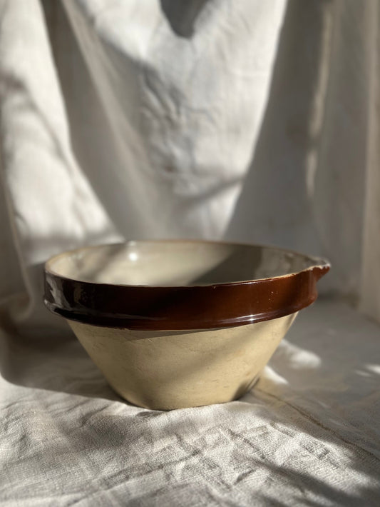 Large Ceramic Mixing Bowl with Pour Spout