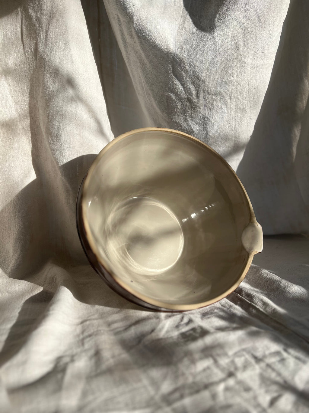 Large Ceramic Mixing Bowl with Pour Spout